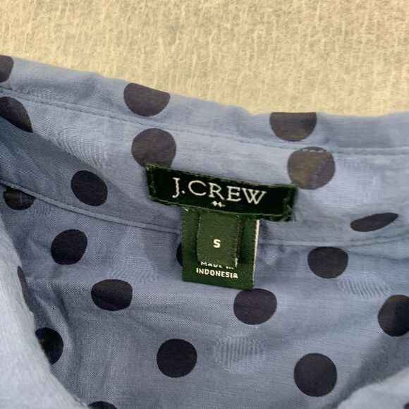 J.CREW Popover Shirt Womens Size 2 Polka Dot Jacquard Blue Sheer Career - Picture 11 of 16